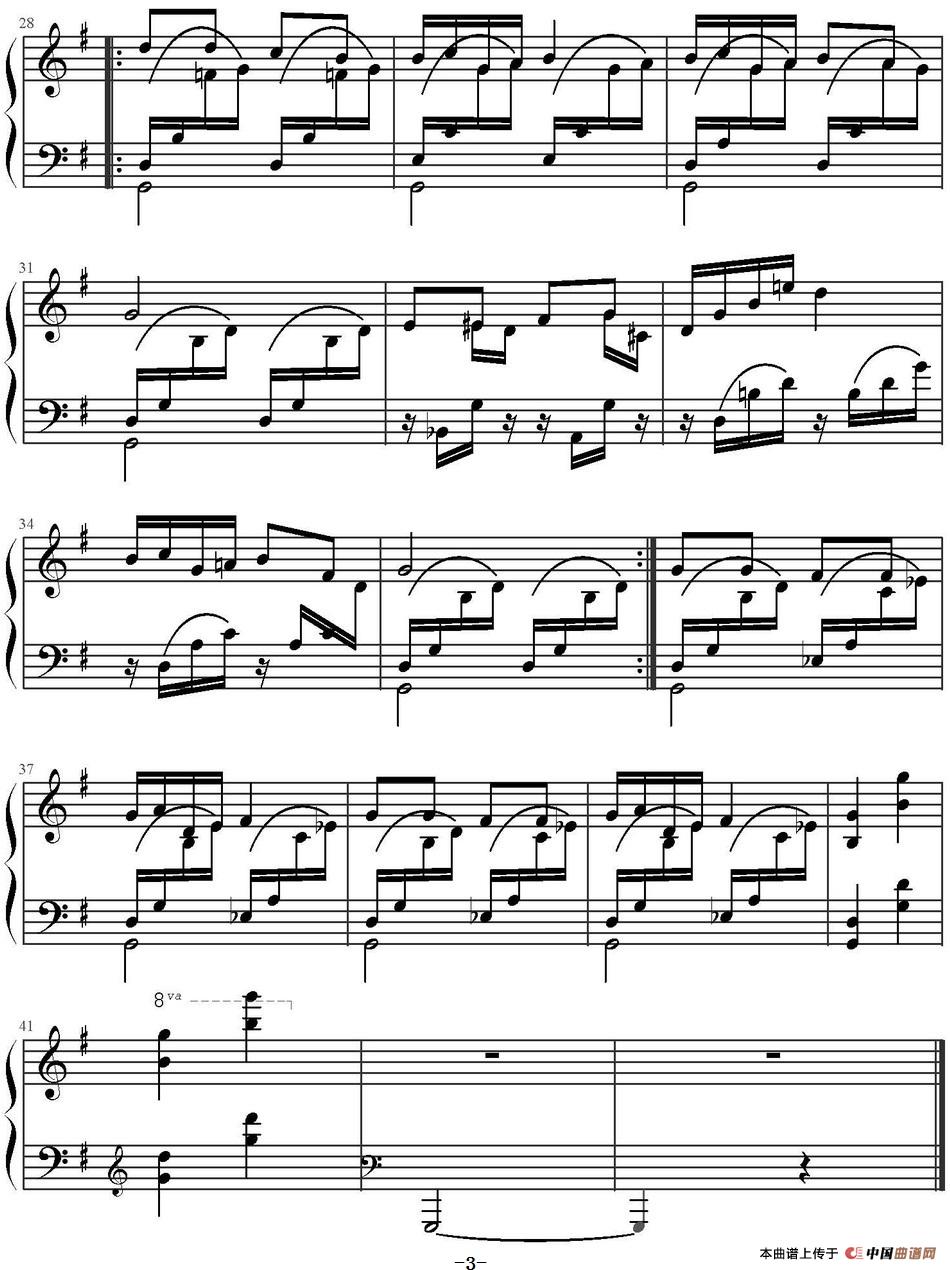 《在夜晚》钢琴曲谱图分享