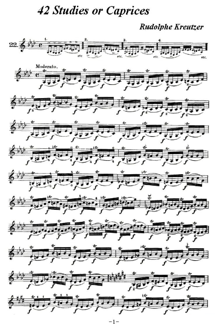 42首练习曲或隨想曲之22提琴谱图