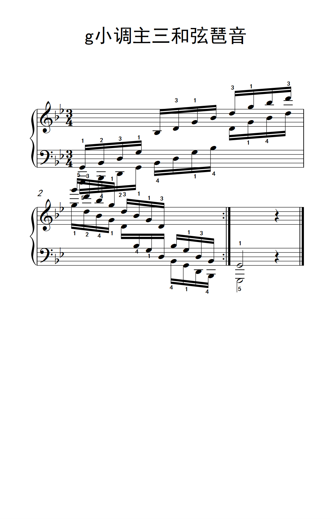 第八级6.g小调主三和弦琶音（中央音乐学院 钢琴（业余）考级教程 7-9级）钢琴谱图