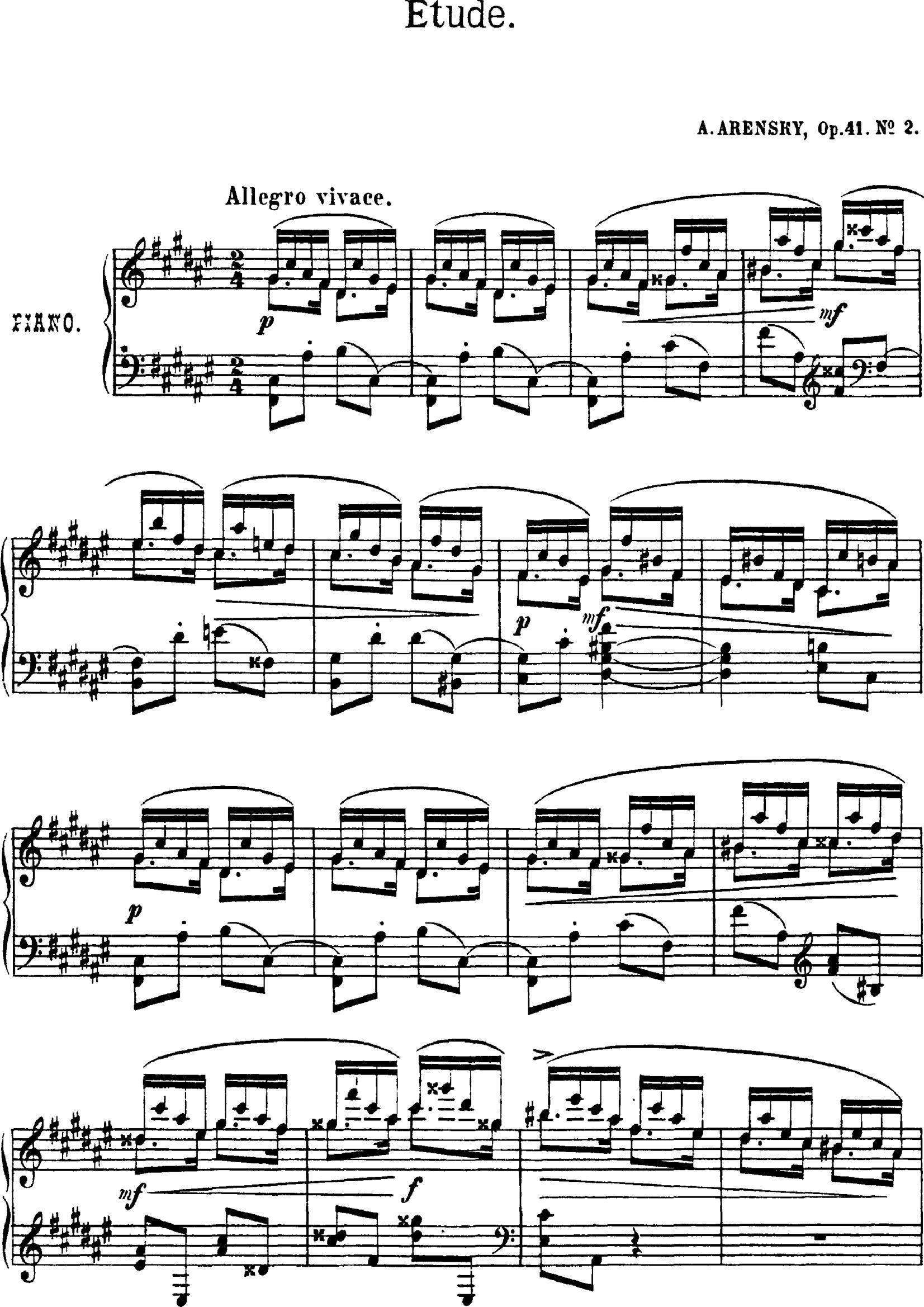 Quatre Etudes Op.41 Op.2（4首练习曲·2）钢琴谱图
