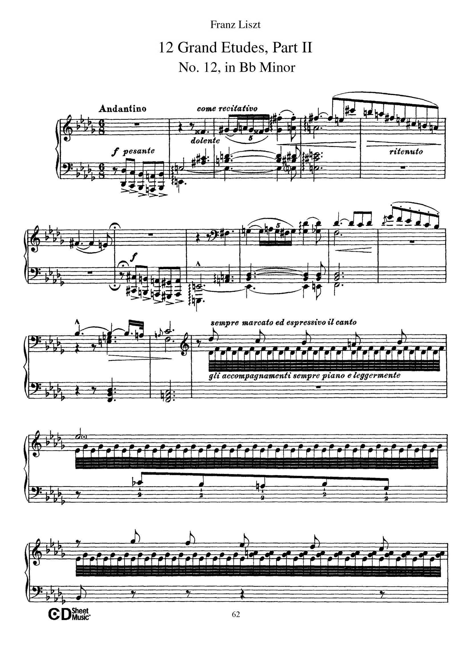 12 Grand Etudes S.137（12首华丽的练习曲·12）钢琴谱图