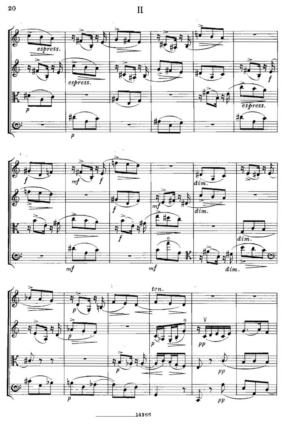 QUARTET Op.83（第二部分）（弦乐四重奏）提琴谱图2