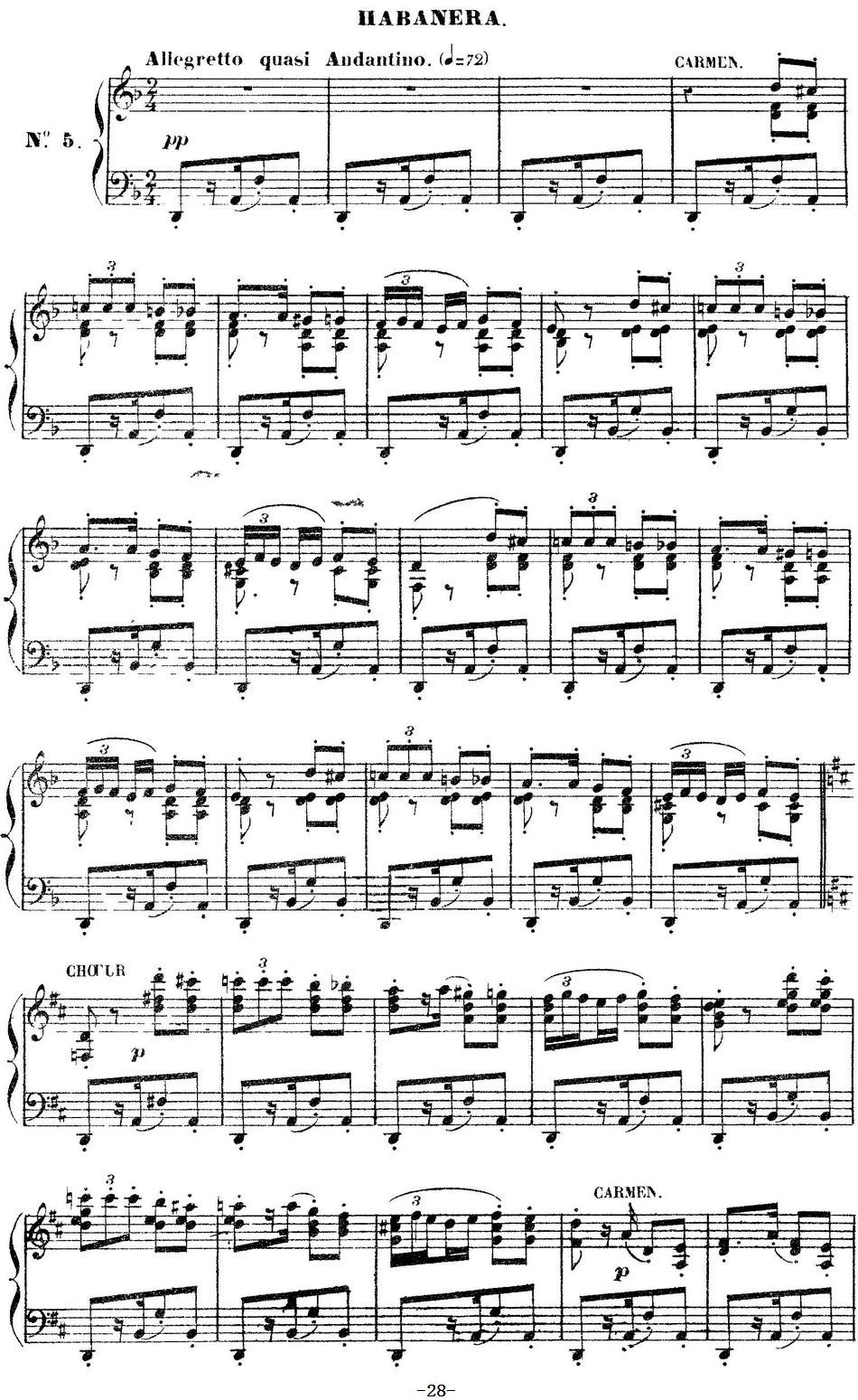 Carmen for Solo Piano（卡门全剧钢琴独奏版）（No.5）钢琴谱图
