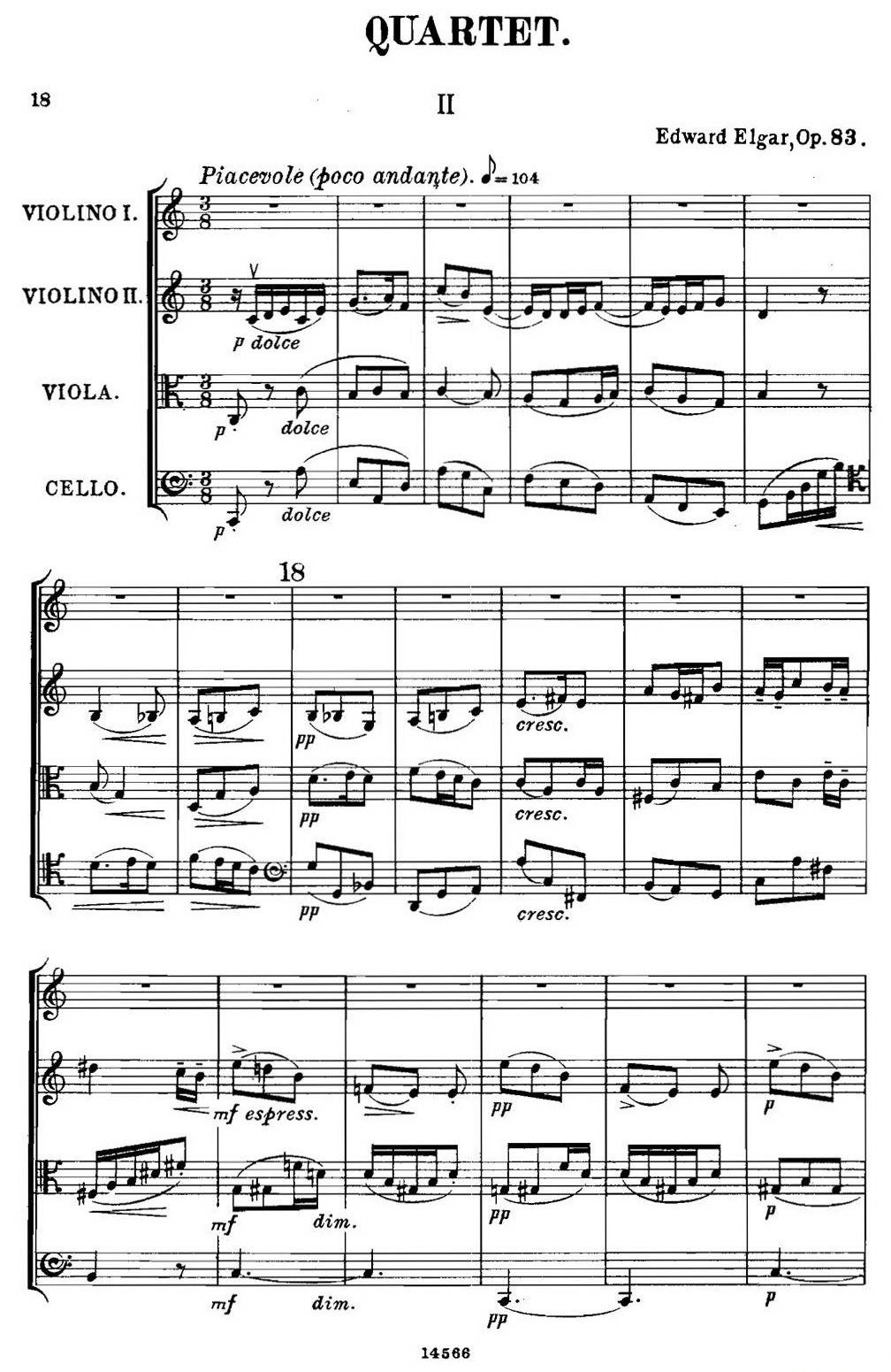 QUARTET Op.83（第二部分）（弦乐四重奏）提琴谱图