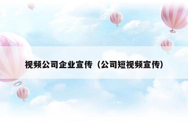 给企业做宣传视频的公司简介