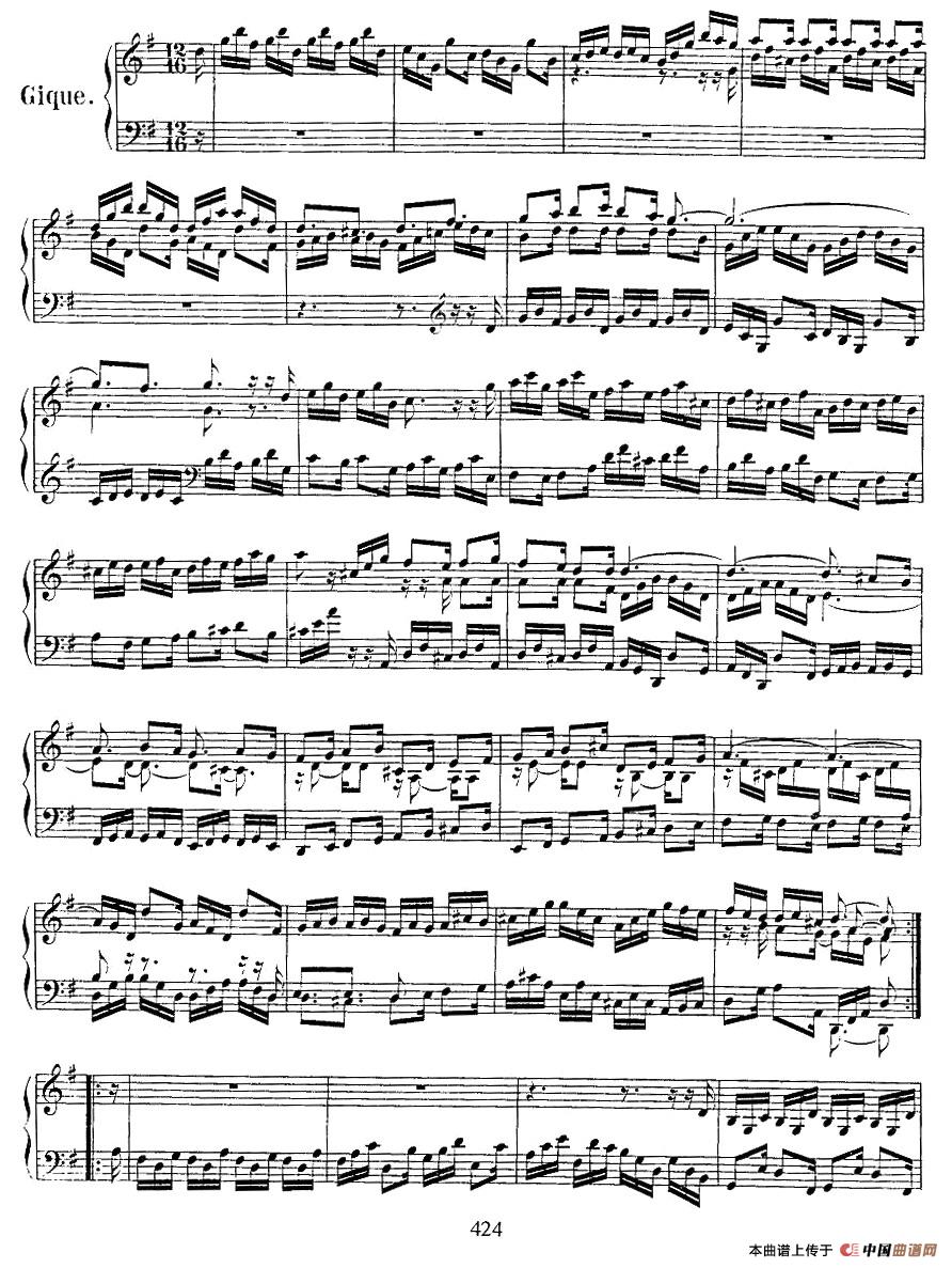 《法国组曲之五：G大调》钢琴曲谱图分享
