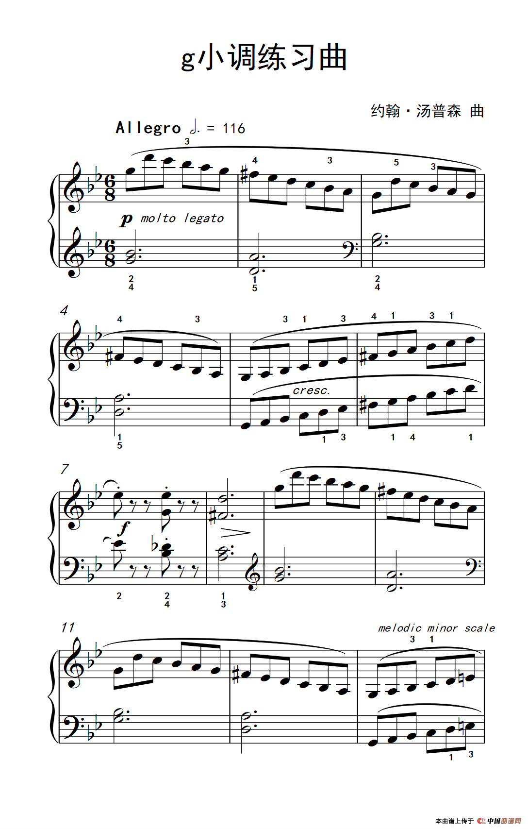 《g小调练习曲》钢琴曲谱图分享