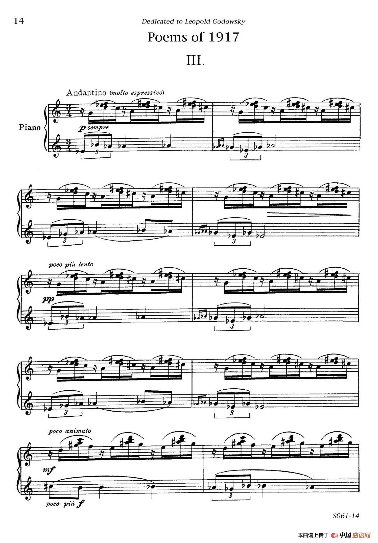 《Poems of 1917 Op.41》钢琴曲谱图分享