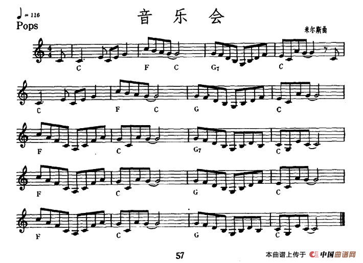 《音乐会》 电子琴曲谱，电子琴入门自学曲谱图