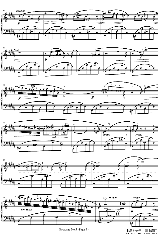 《夜曲No.3,Op.9-3》钢琴曲谱图分享