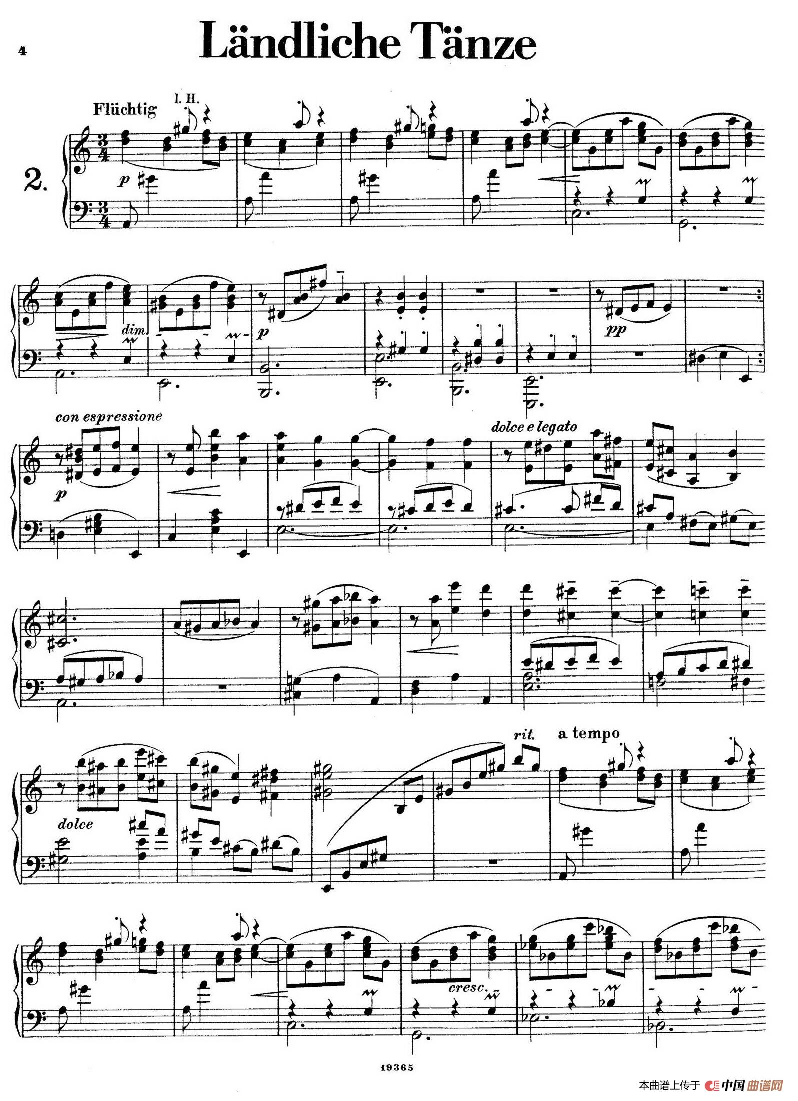 《Landliche Tanzee Op.1》钢琴曲谱图分享