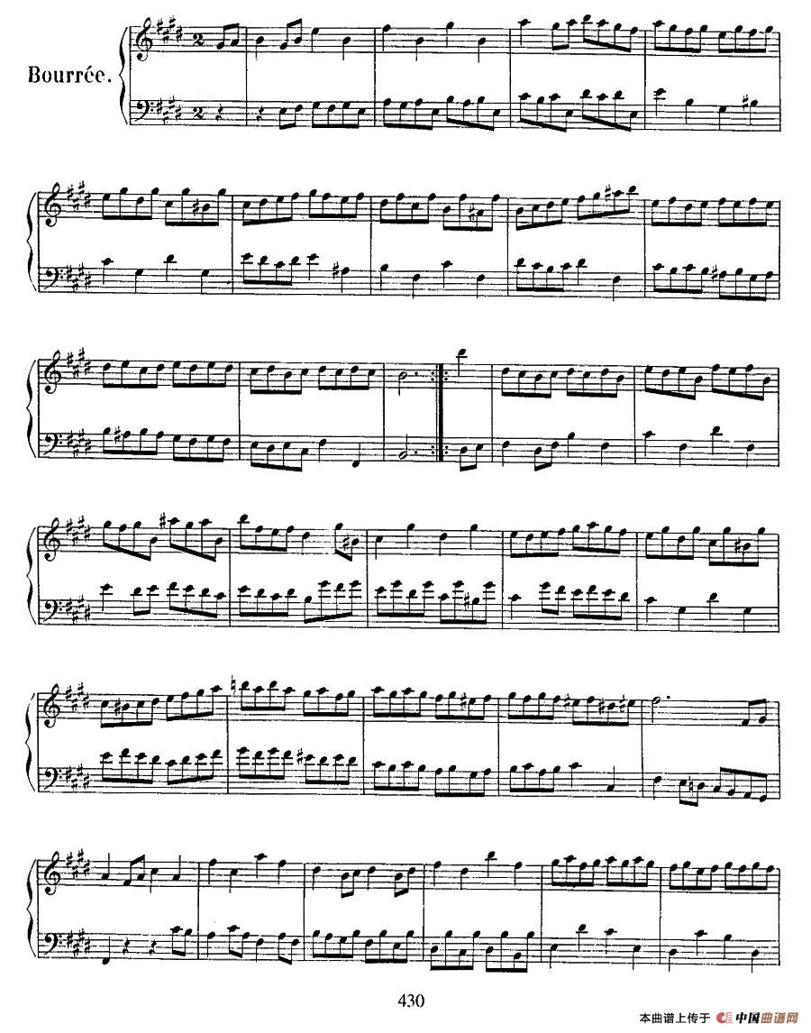 《法国组曲之六：E大调》钢琴曲谱图分享