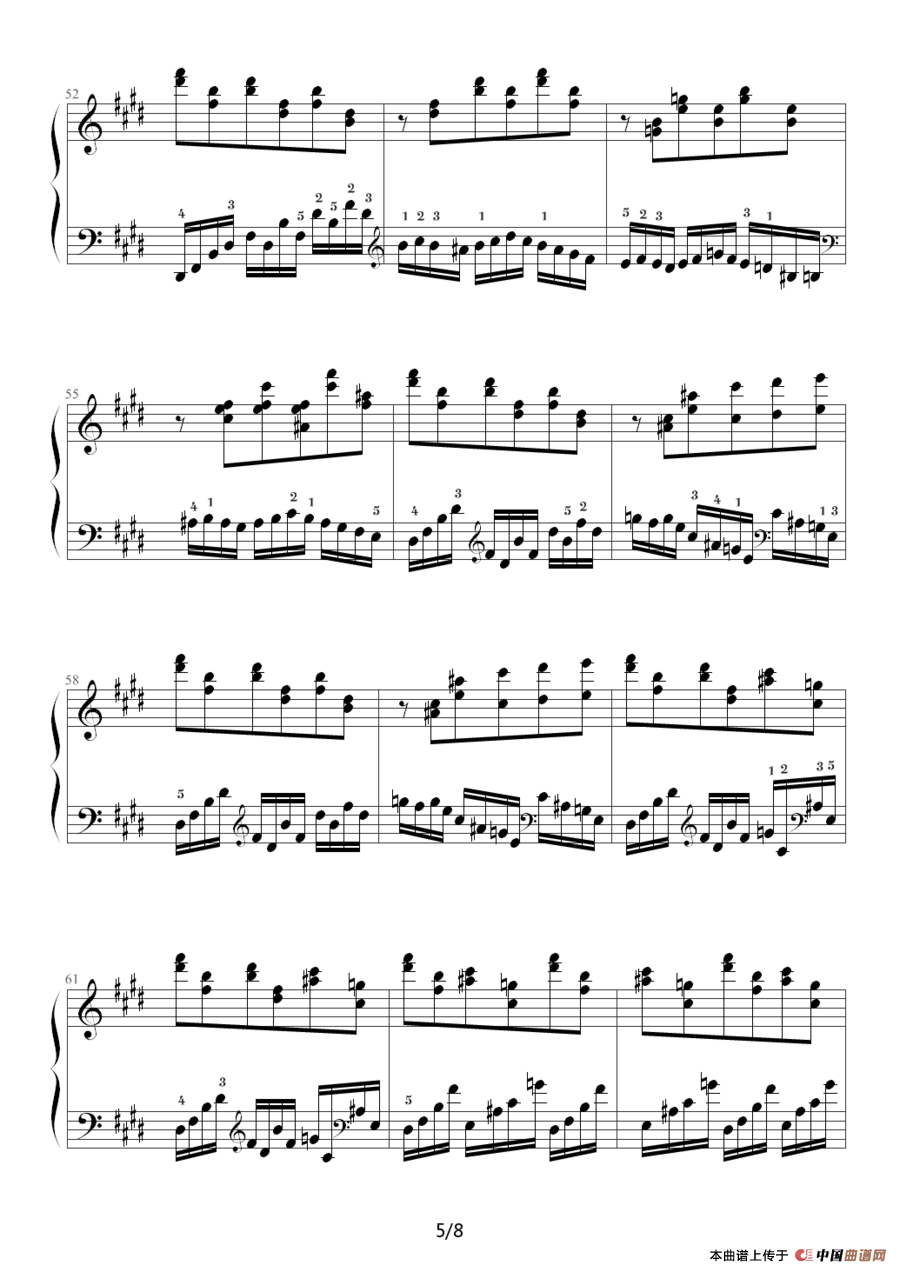 《E大调练习曲》钢琴曲谱图分享