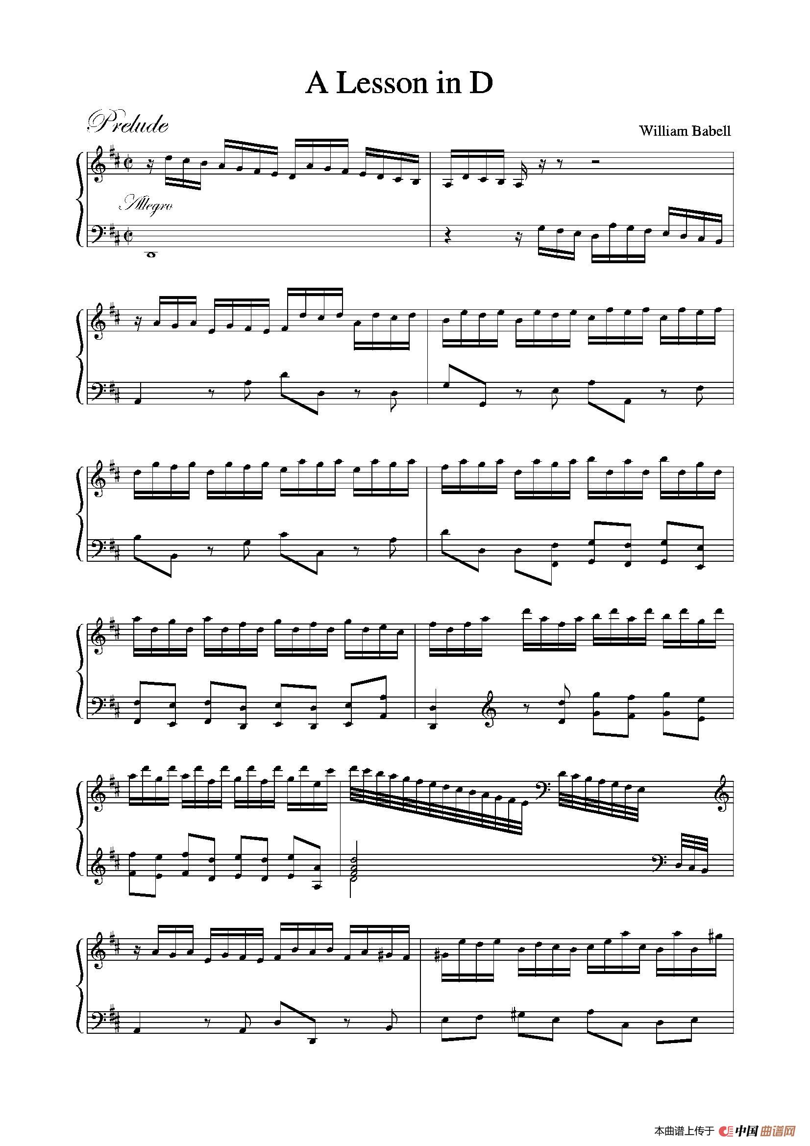 《A Lesson in D》钢琴曲谱图分享