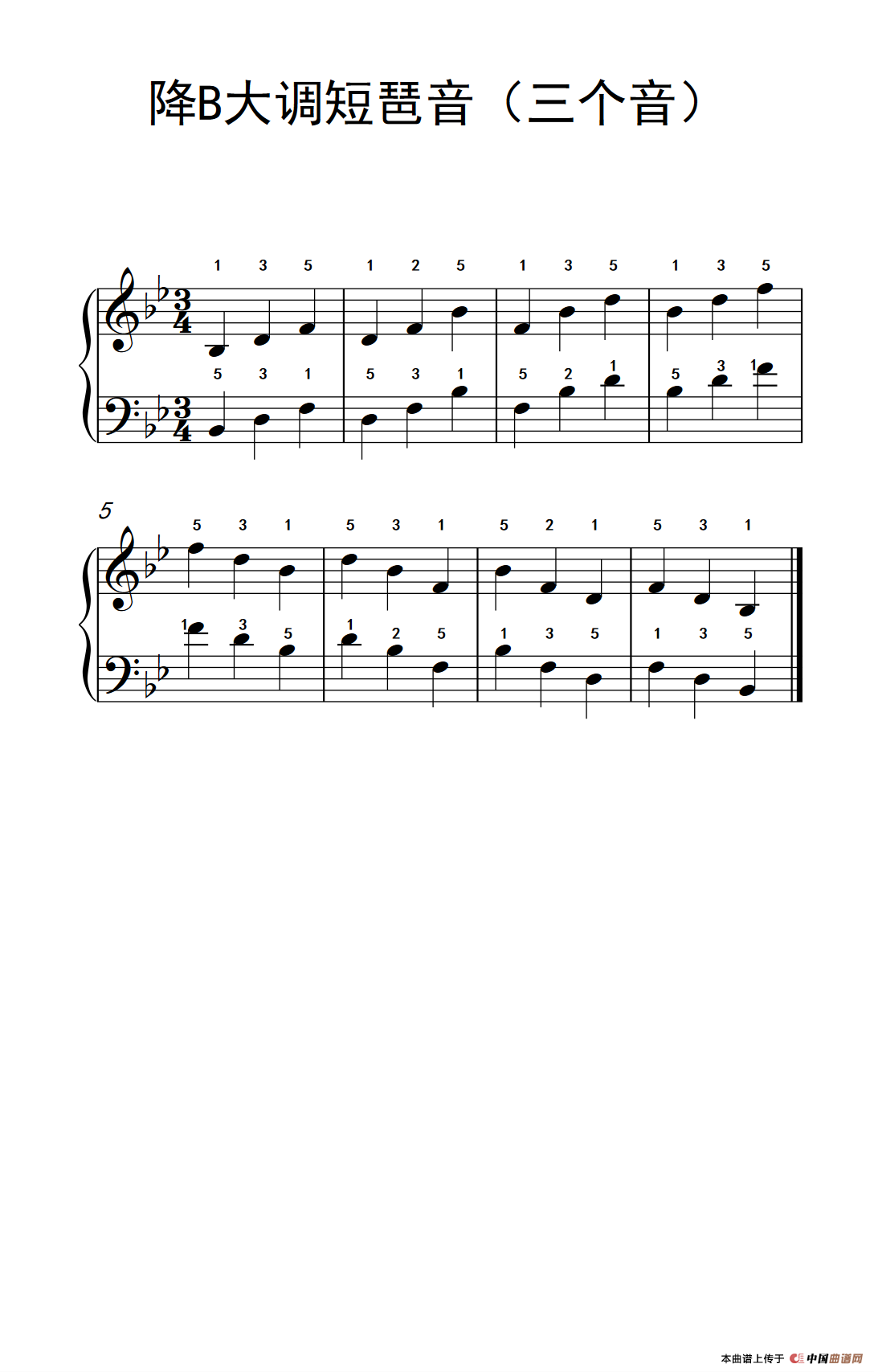 《降B大调短琶音》钢琴曲谱图分享
