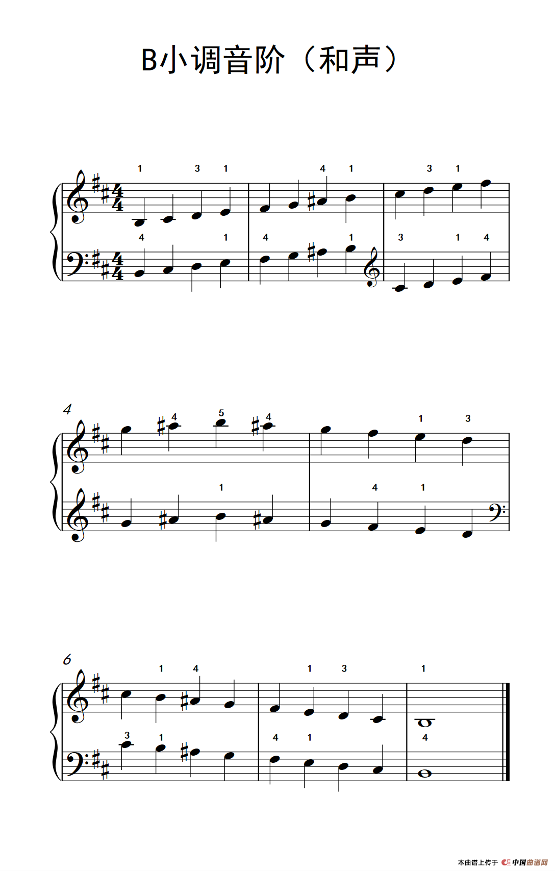 《B小调音阶》钢琴曲谱图分享