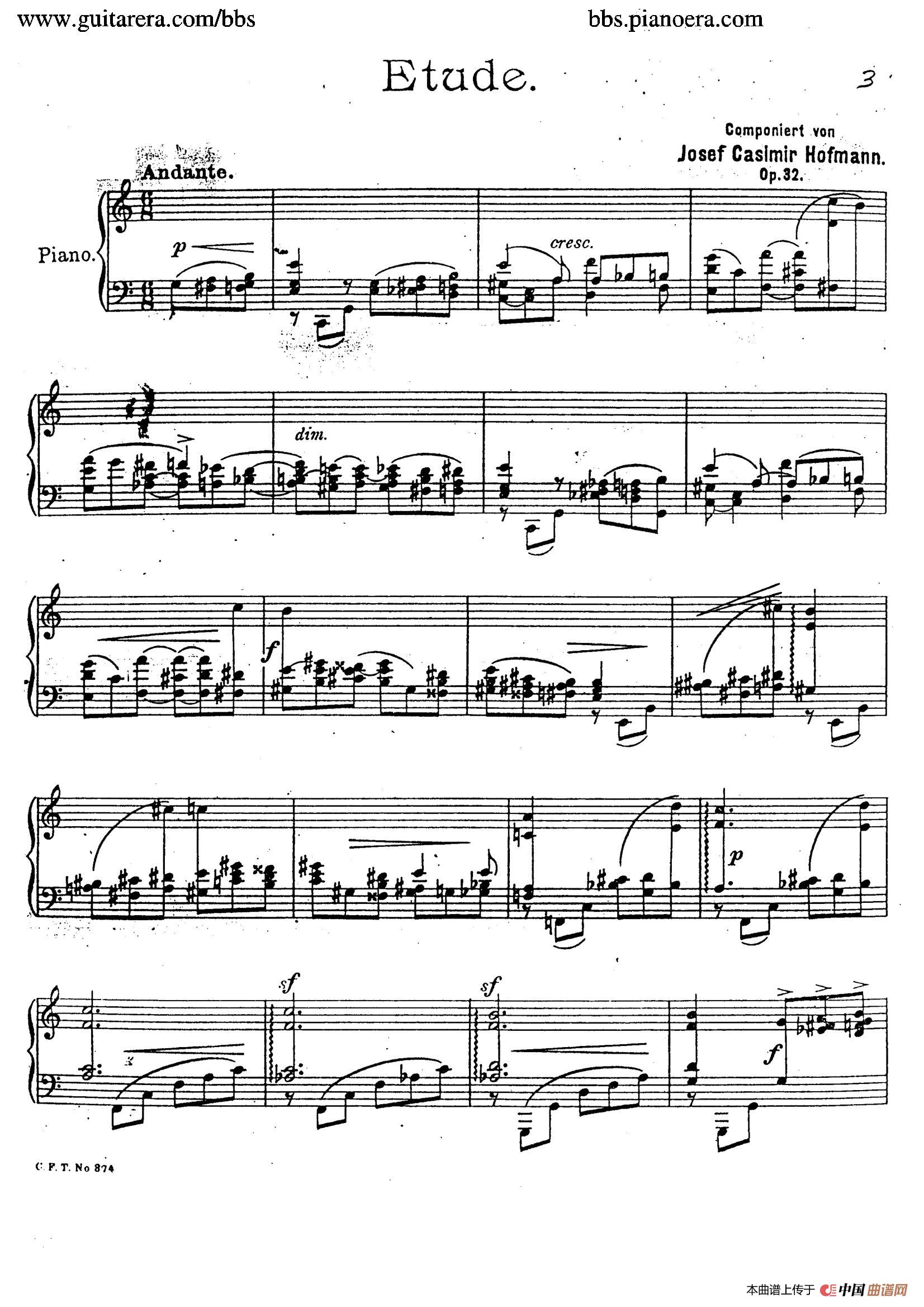 《Etude in C Major For The Left Hand Op.32》钢琴曲谱图分享