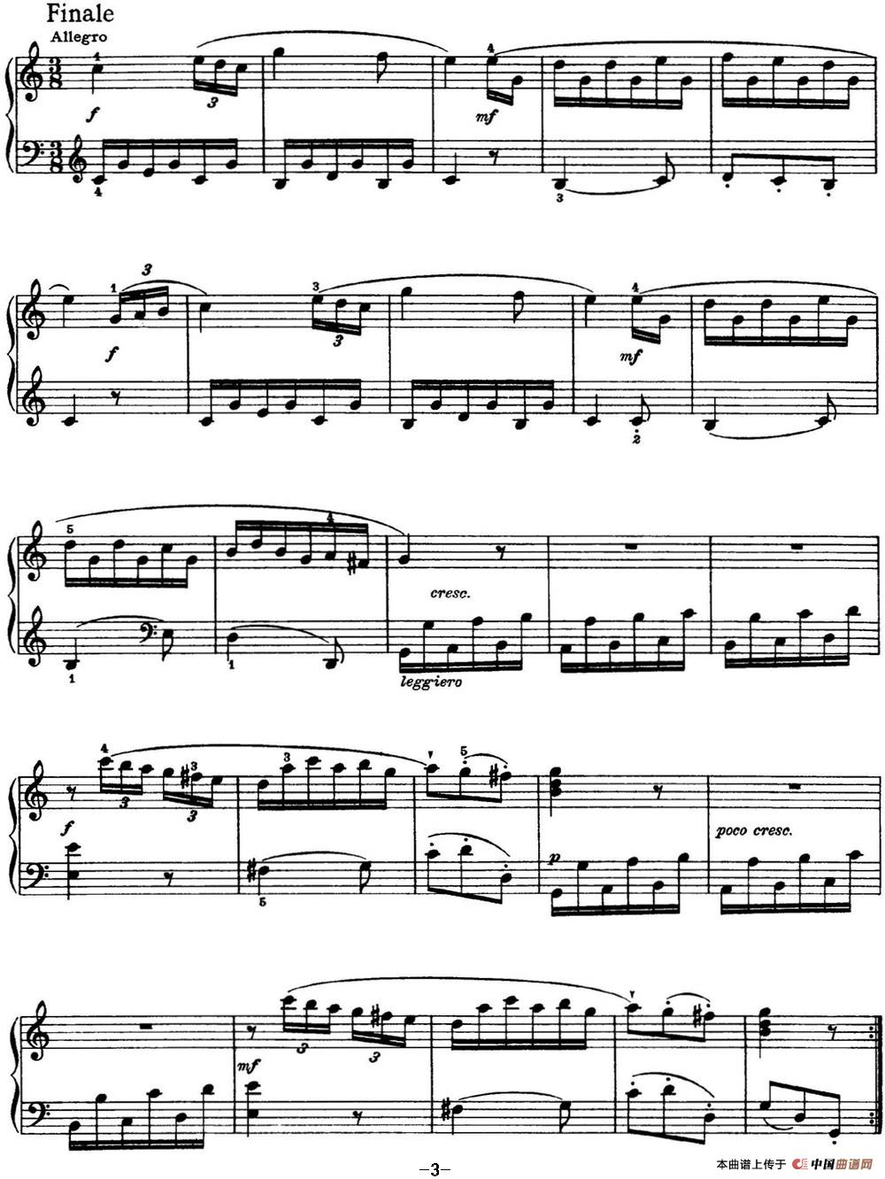 《海顿 钢琴奏鸣曲 Hob XVI 7 Divertimento C major》钢琴曲谱图分享