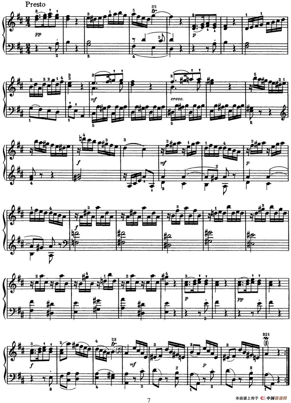 《海顿 钢琴奏鸣曲 Hob XVI 14 Partita D major》钢琴曲谱图分享