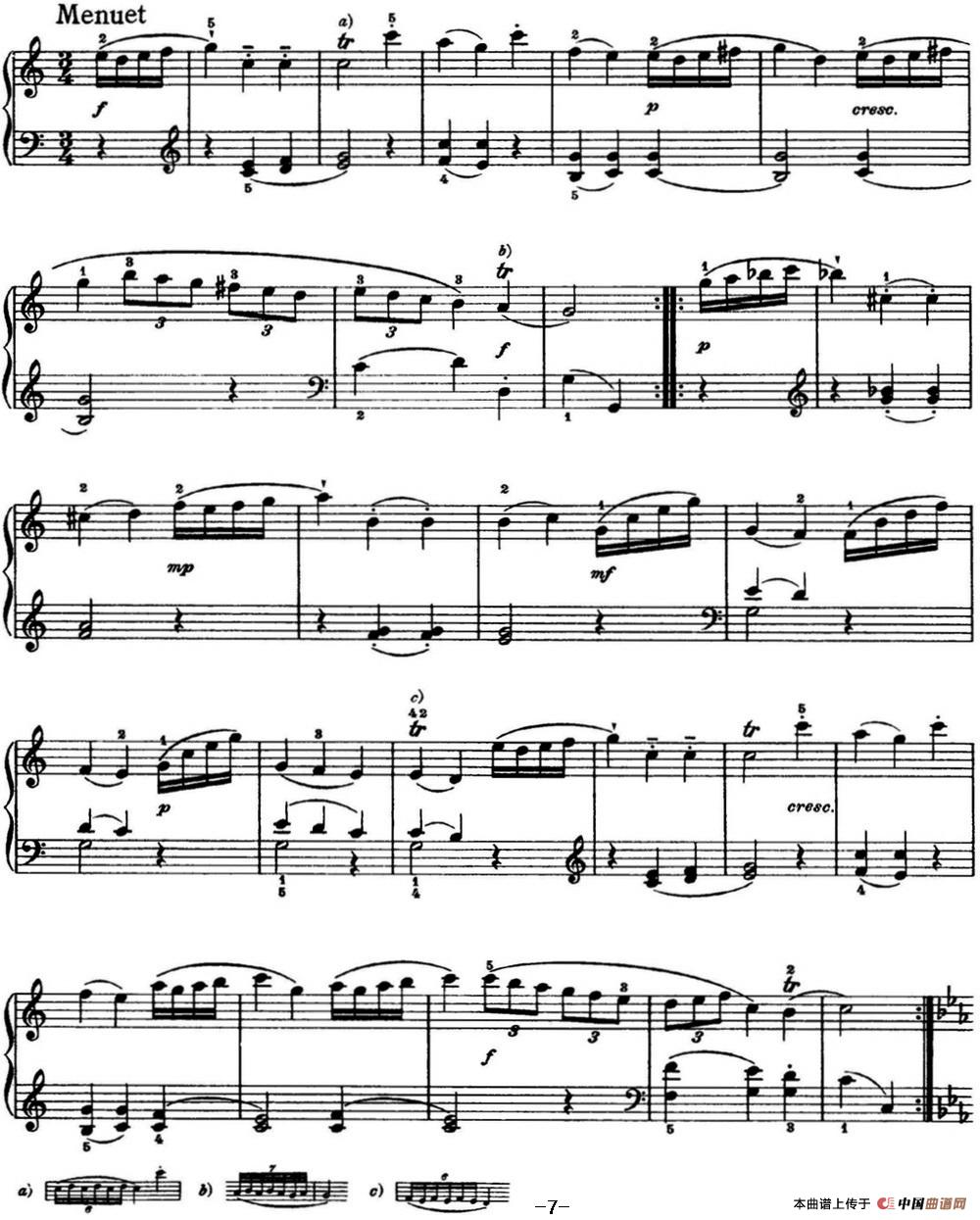 《海顿 钢琴奏鸣曲 Hob XVI 3 Divertimento C major》钢琴曲谱图分享