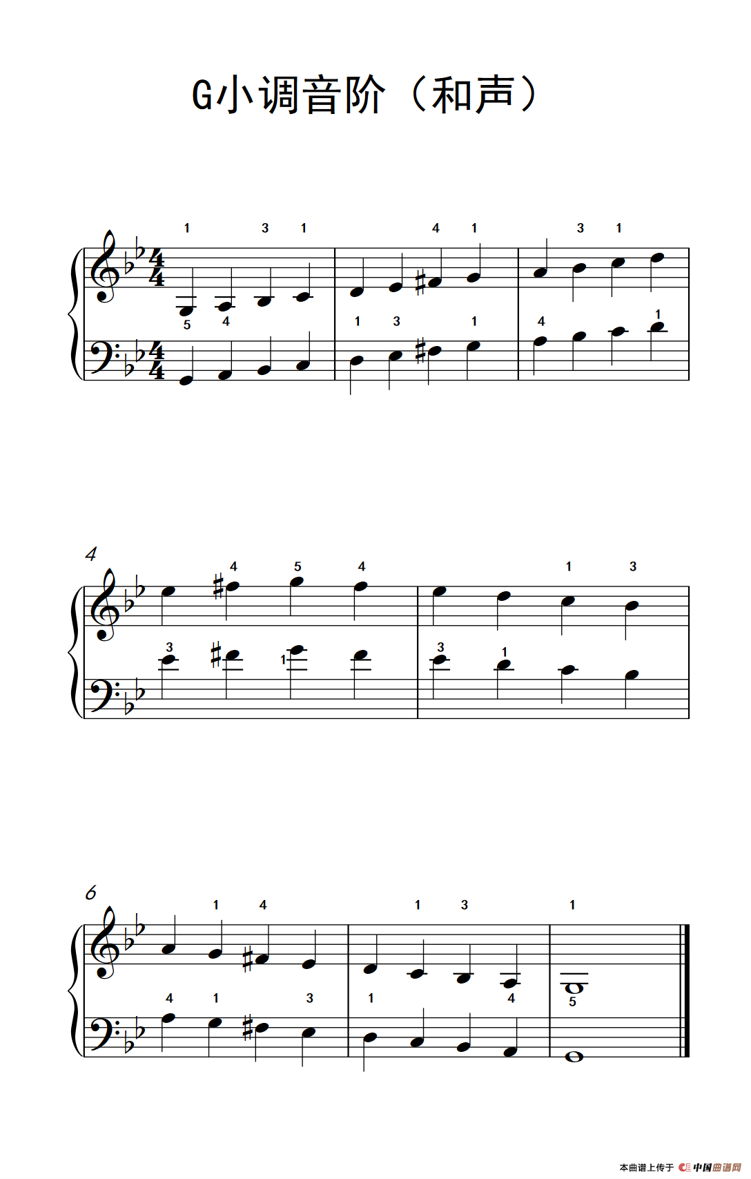 《G小调音阶》钢琴曲谱图分享