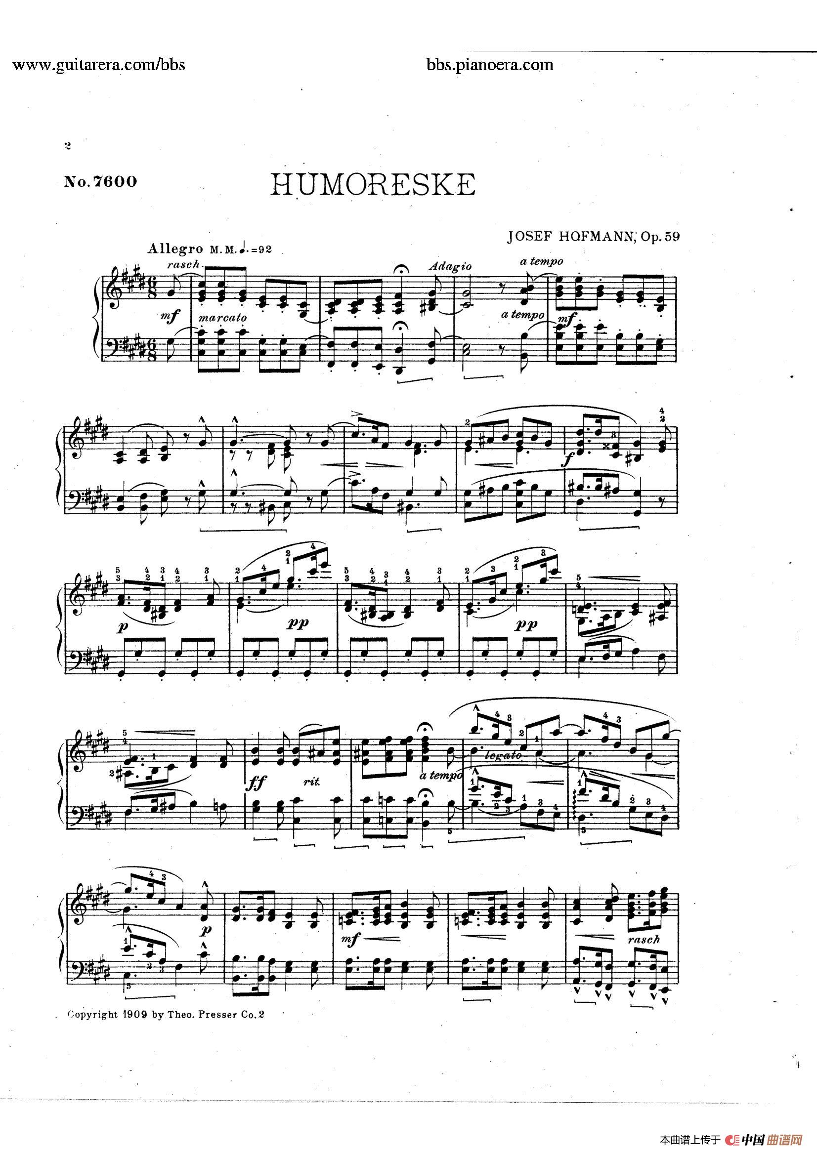 《Humoreske in c-sharp Minor Op.59》钢琴曲谱图分享