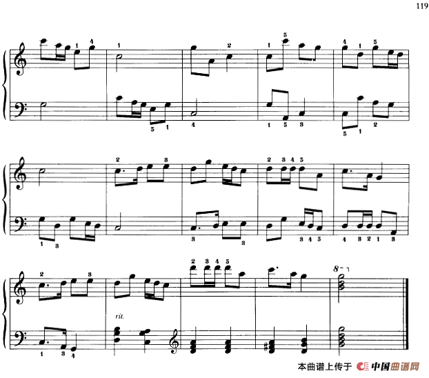 《110首中国民歌钢琴小曲集：打南沟岔》钢琴曲谱图分享