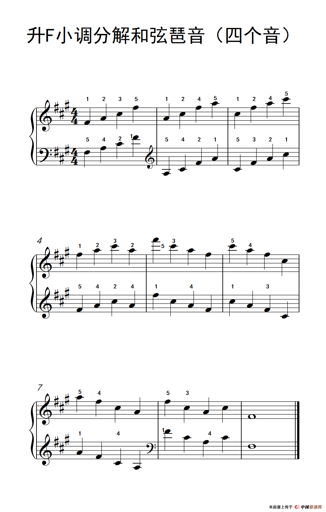 《升F小调分解和弦琶音》钢琴曲谱图分享