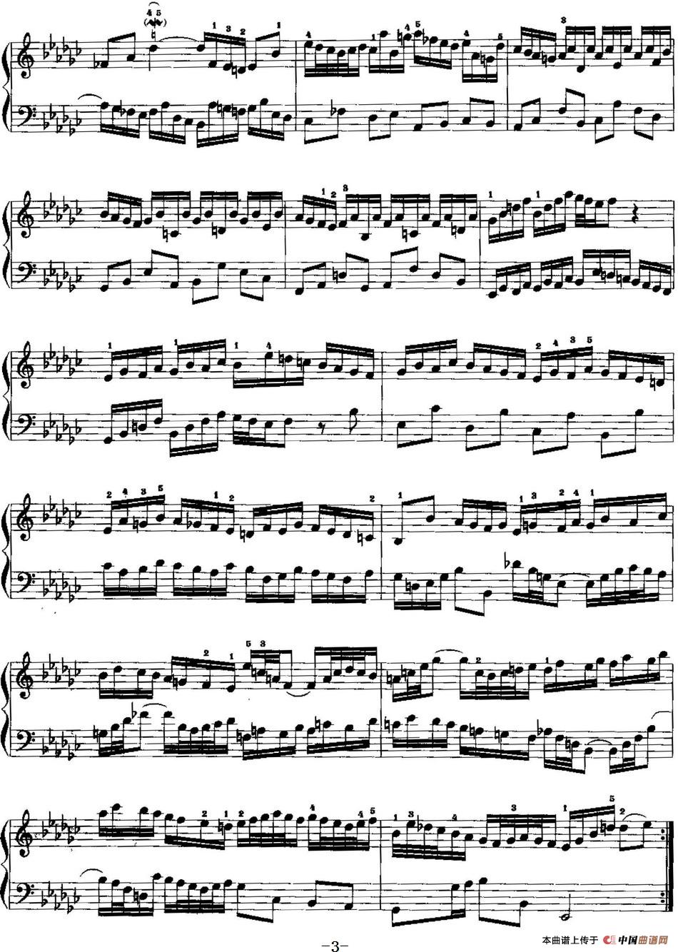 手风琴复调作品：降e小调前奏曲手风琴谱（线简谱对照、带指法版）