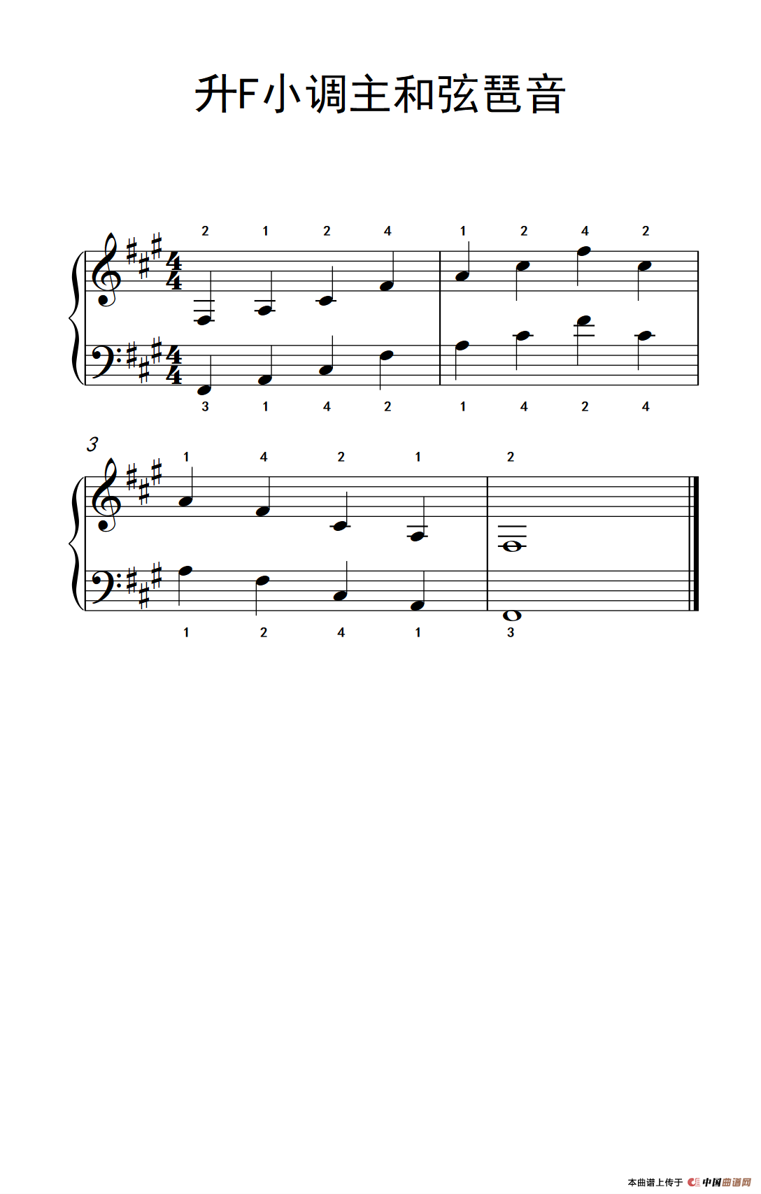 《升F小调主和弦琶音》钢琴曲谱图分享