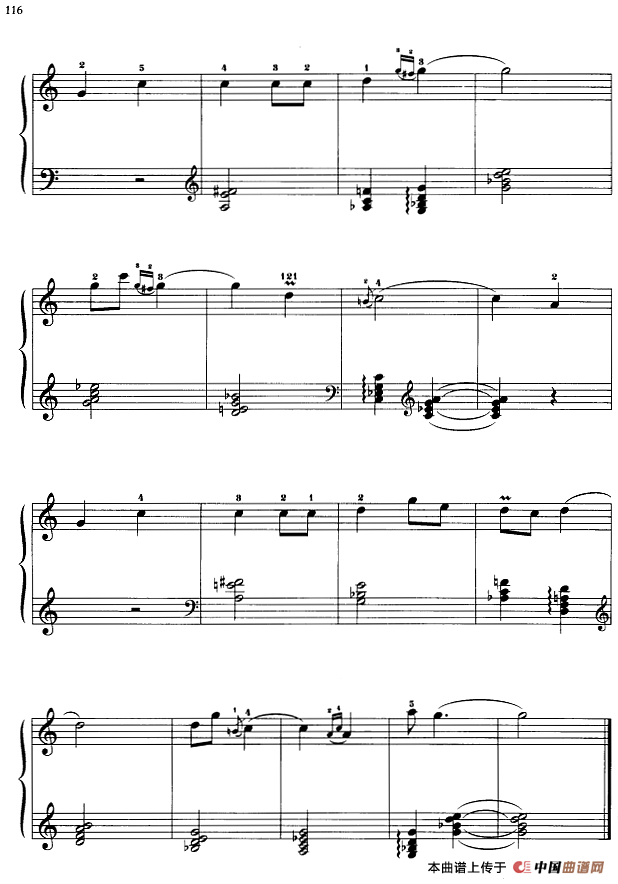 《110首中国民歌钢琴小曲集：脚夫调和信天游》钢琴曲谱图分享