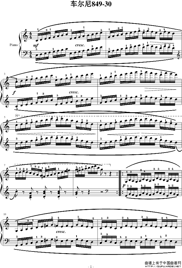 《车尔尼Op849 No.30》钢琴曲谱图分享