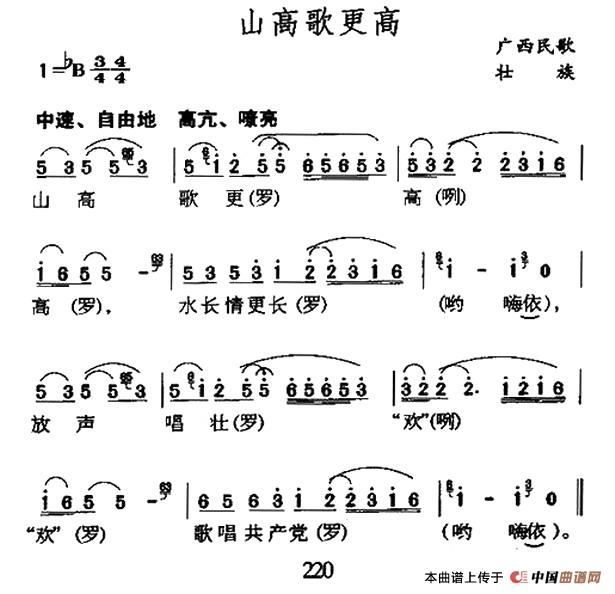 《山高歌更高》曲谱分享，民歌曲谱图