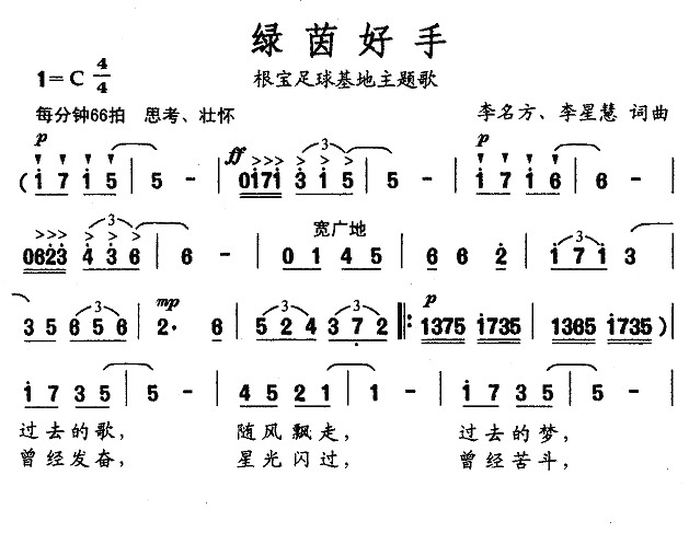 绿茵好手（绿茵好手10月19日曲谱分享）