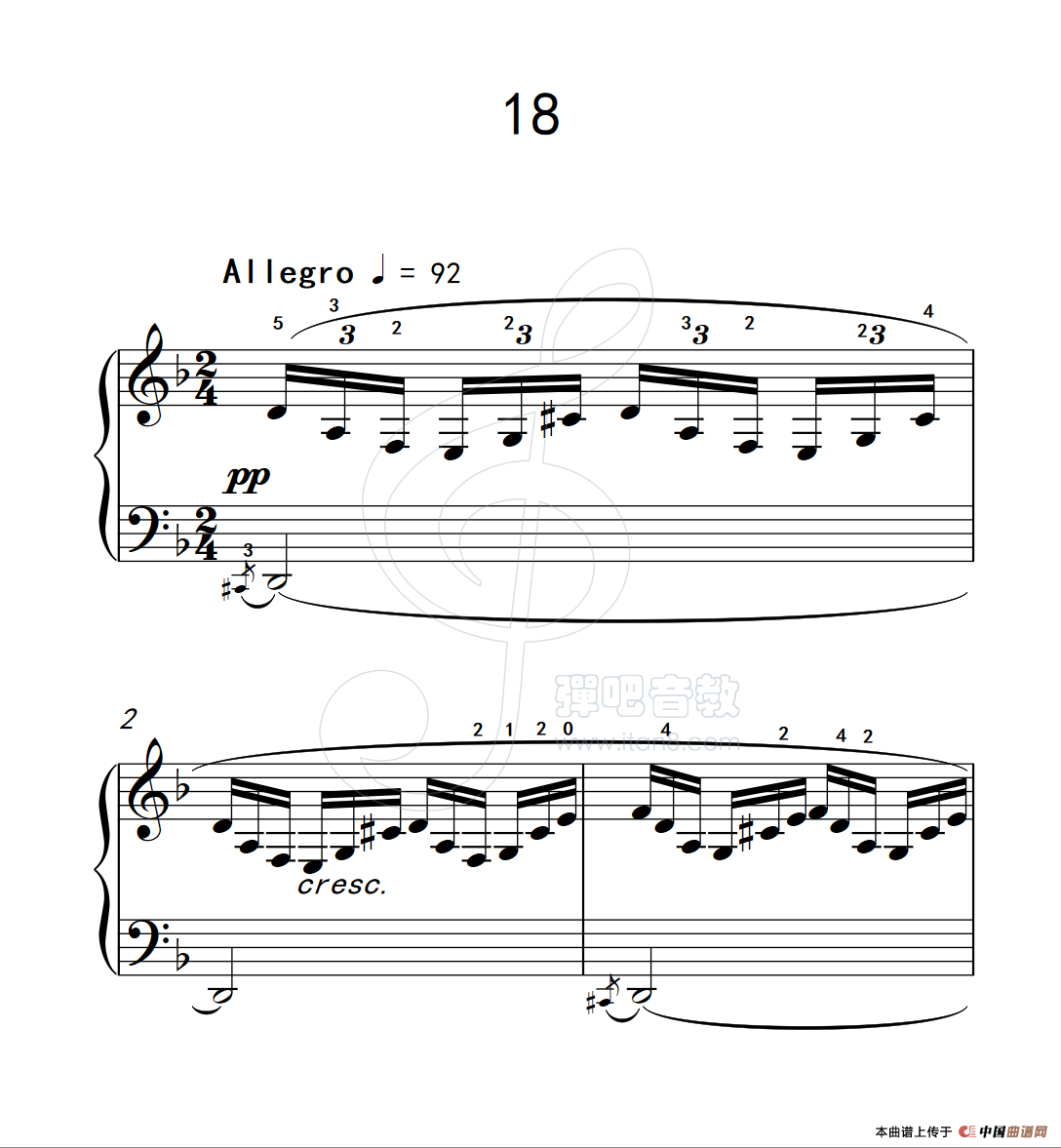 《练习曲 18》钢琴曲谱图分享