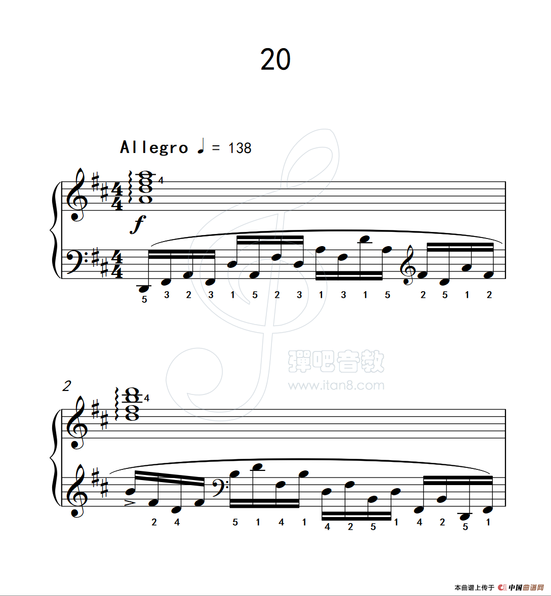 《练习曲 20》钢琴曲谱图分享