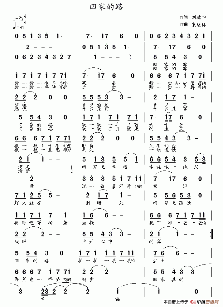 回家的路（回家的路11月12日曲谱分享）