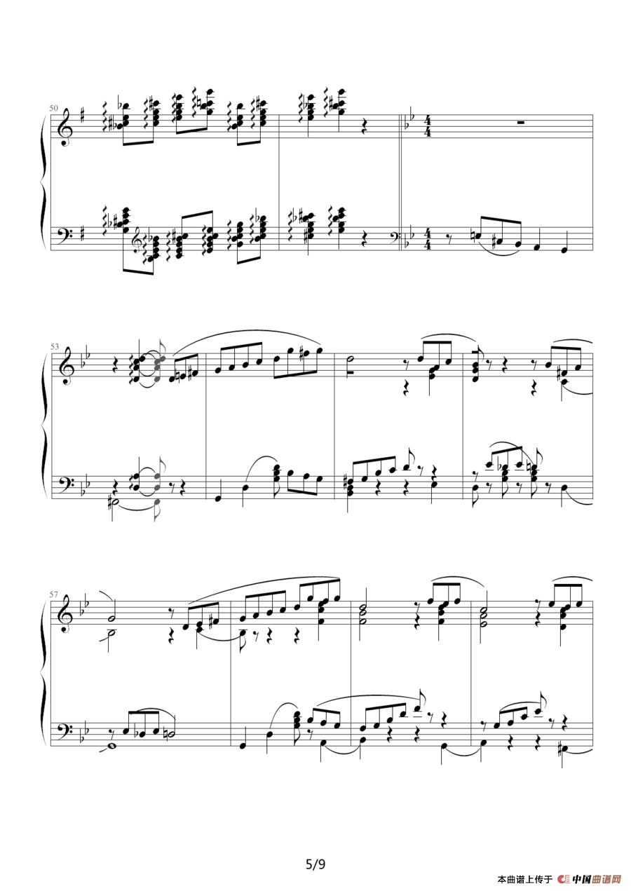 《船歌》钢琴曲谱图分享