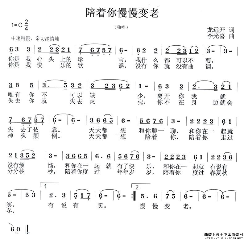 陪着你慢慢变老（陪着你慢慢变老12月24日曲谱分享）