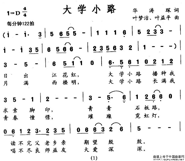 大学小路（大学小路12月27日曲谱分享）