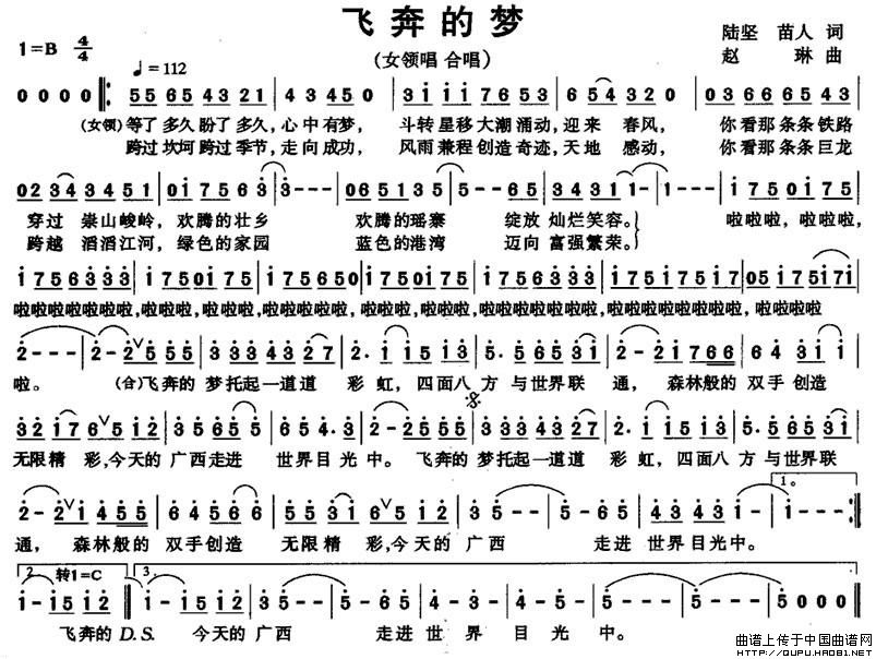 飞奔的梦（飞奔的梦1月2日曲谱分享）