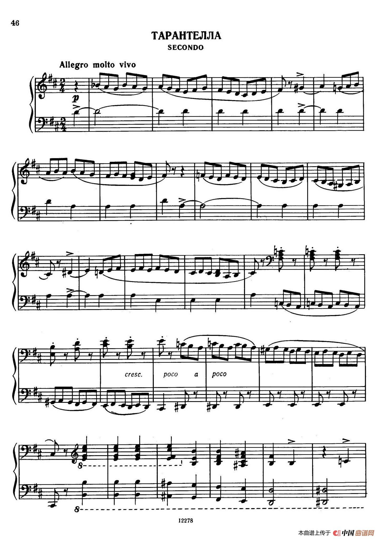 《Tarantella in D Major》钢琴曲谱图分享
