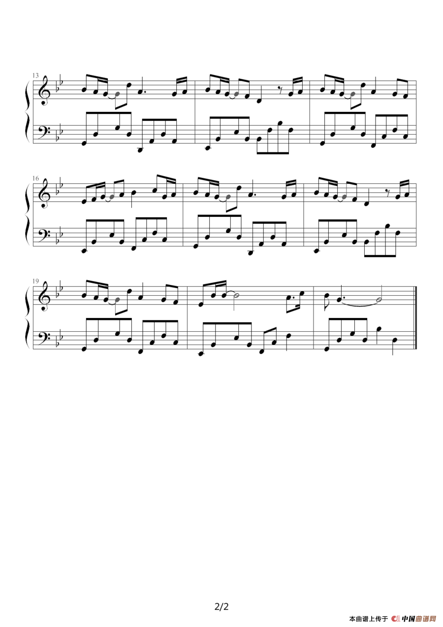 《千年之恋》钢琴曲谱图分享