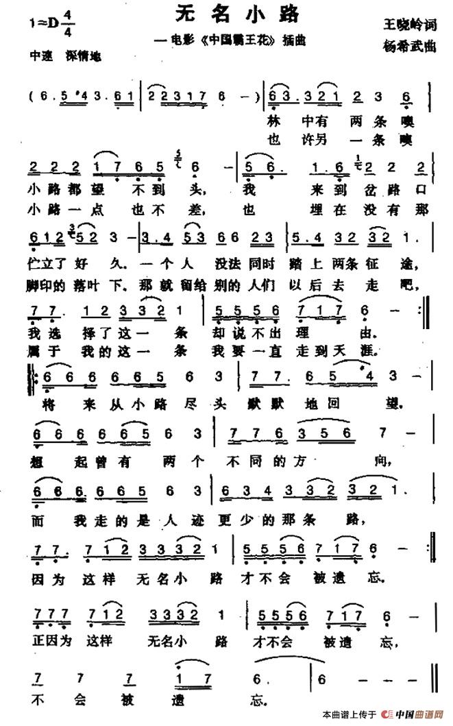 无名小路（无名小路1月16日曲谱分享）