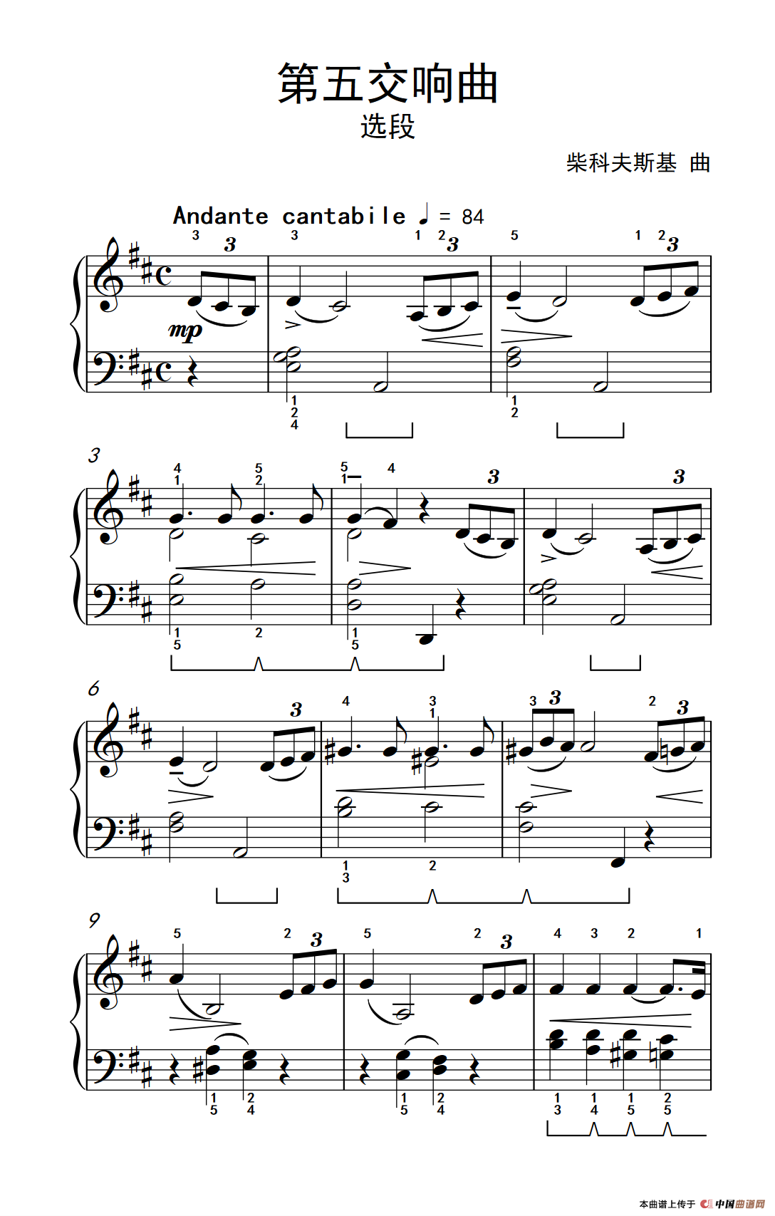 《第五交响曲》钢琴曲谱图分享