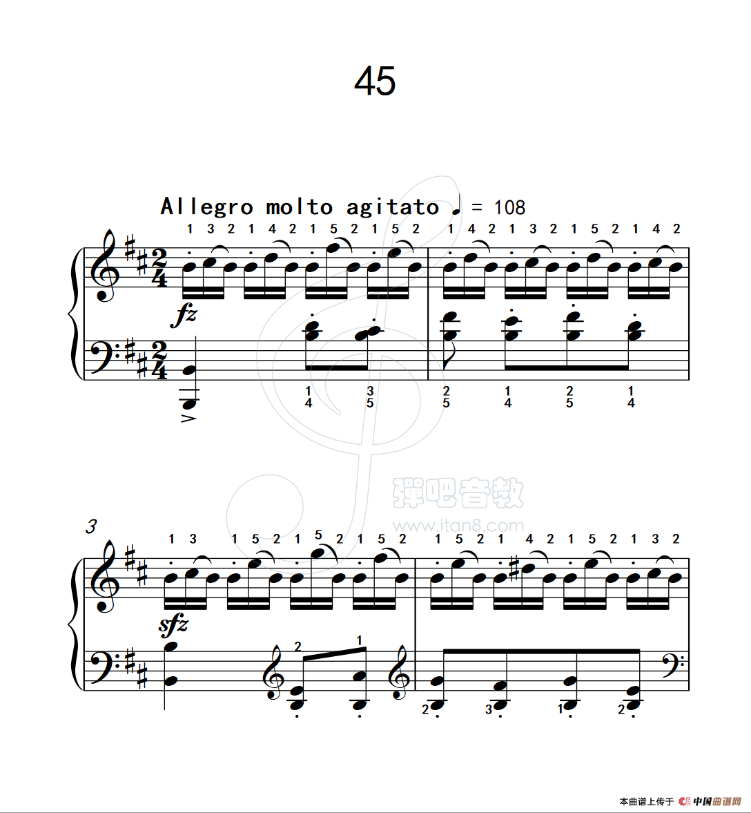 《练习曲 45》钢琴曲谱图分享