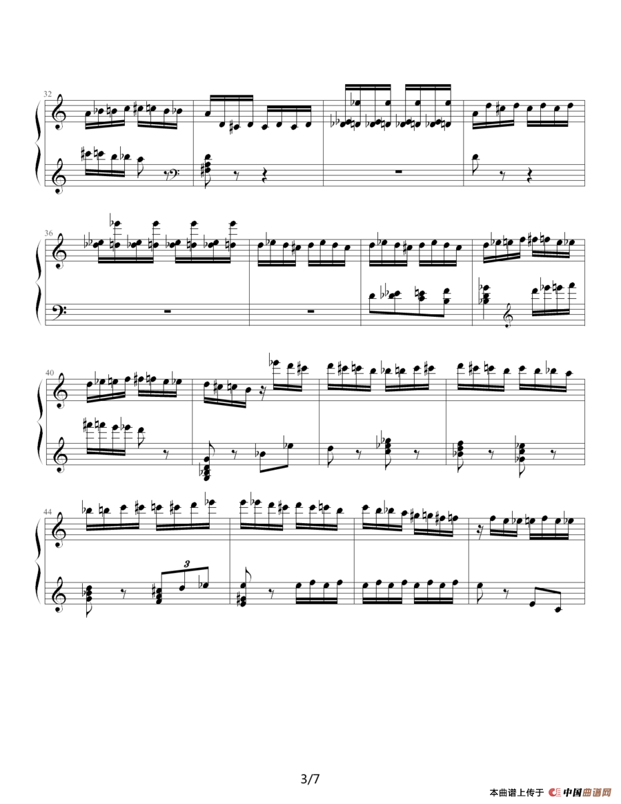 《野蜂飞舞》钢琴曲谱图分享