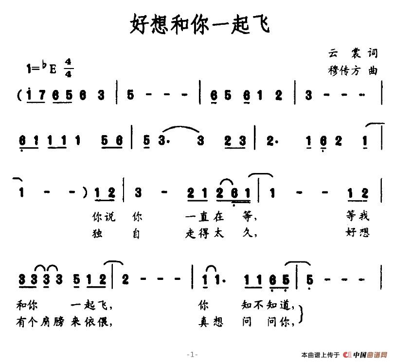 好想和你一起飞（好想和你一起飞6月5日曲谱分享）